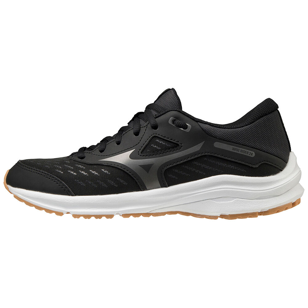 Mens Mizuno Wave Rider 24 Running Shoes Black/Grey Philippines (NQUAMP150)